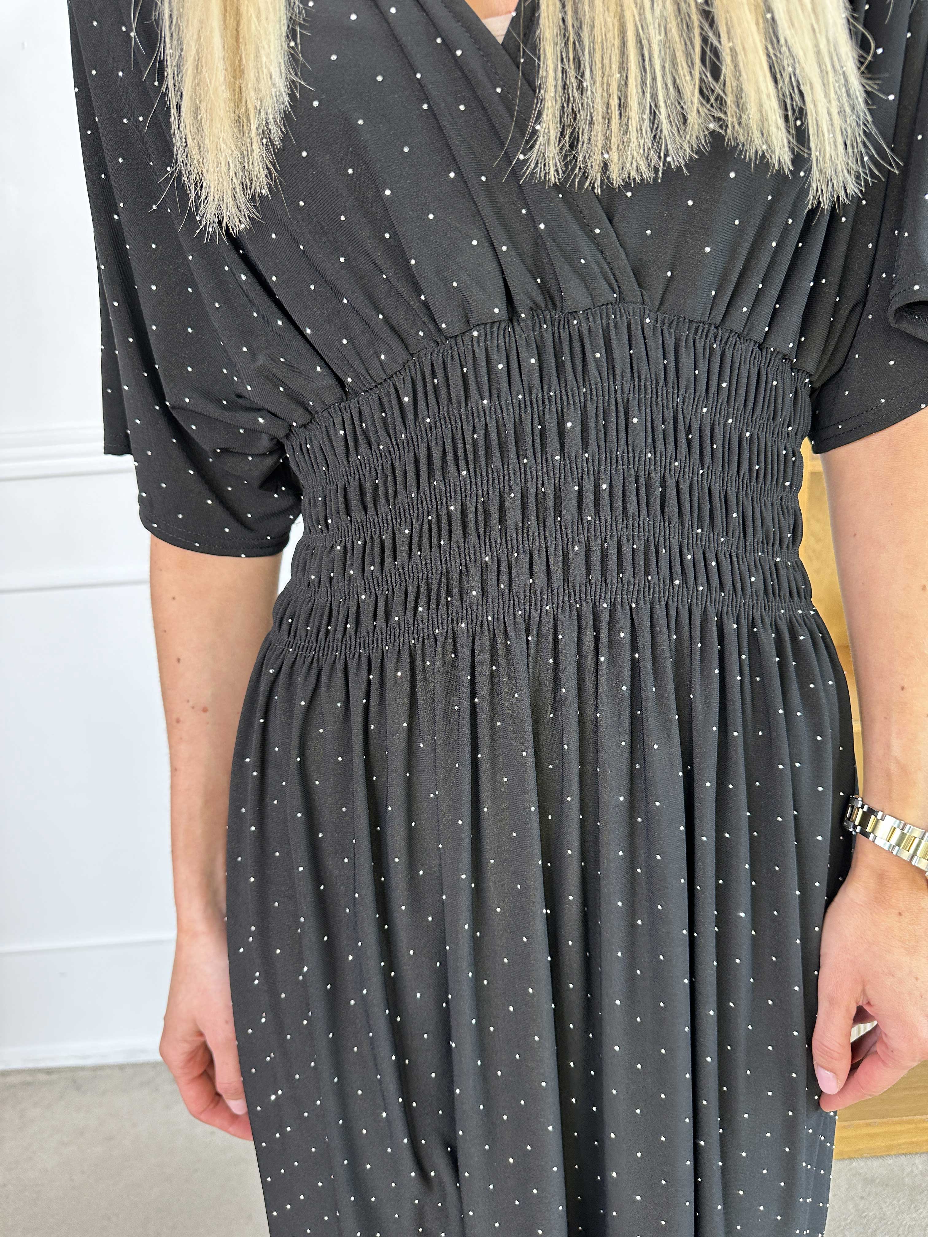 Pams Crystal - Lång plus size stretchklänning med strass